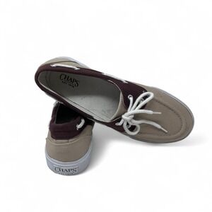 Chaps Women Tan Brown Bristeen Canvas Boat Deck Shoes 9 Preppy Neutral Chocolate